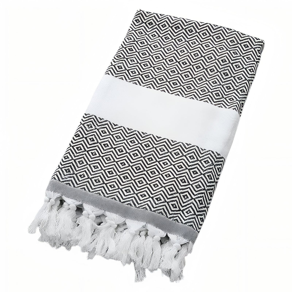Fouta de Plage Eponge - Noir - 100x180cm