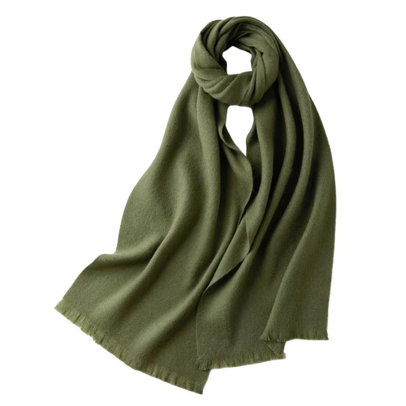 Echarpe Laine Fine Femme Vert Olive 32*190cm
