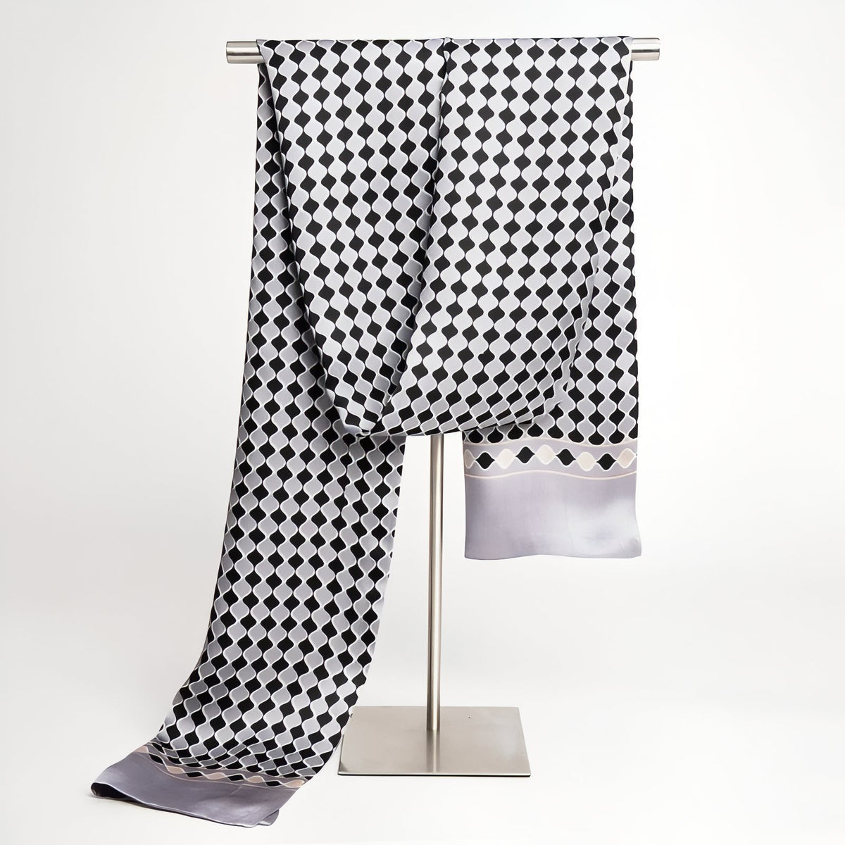 Echarpe de Soie Homme - Gris et Noir
