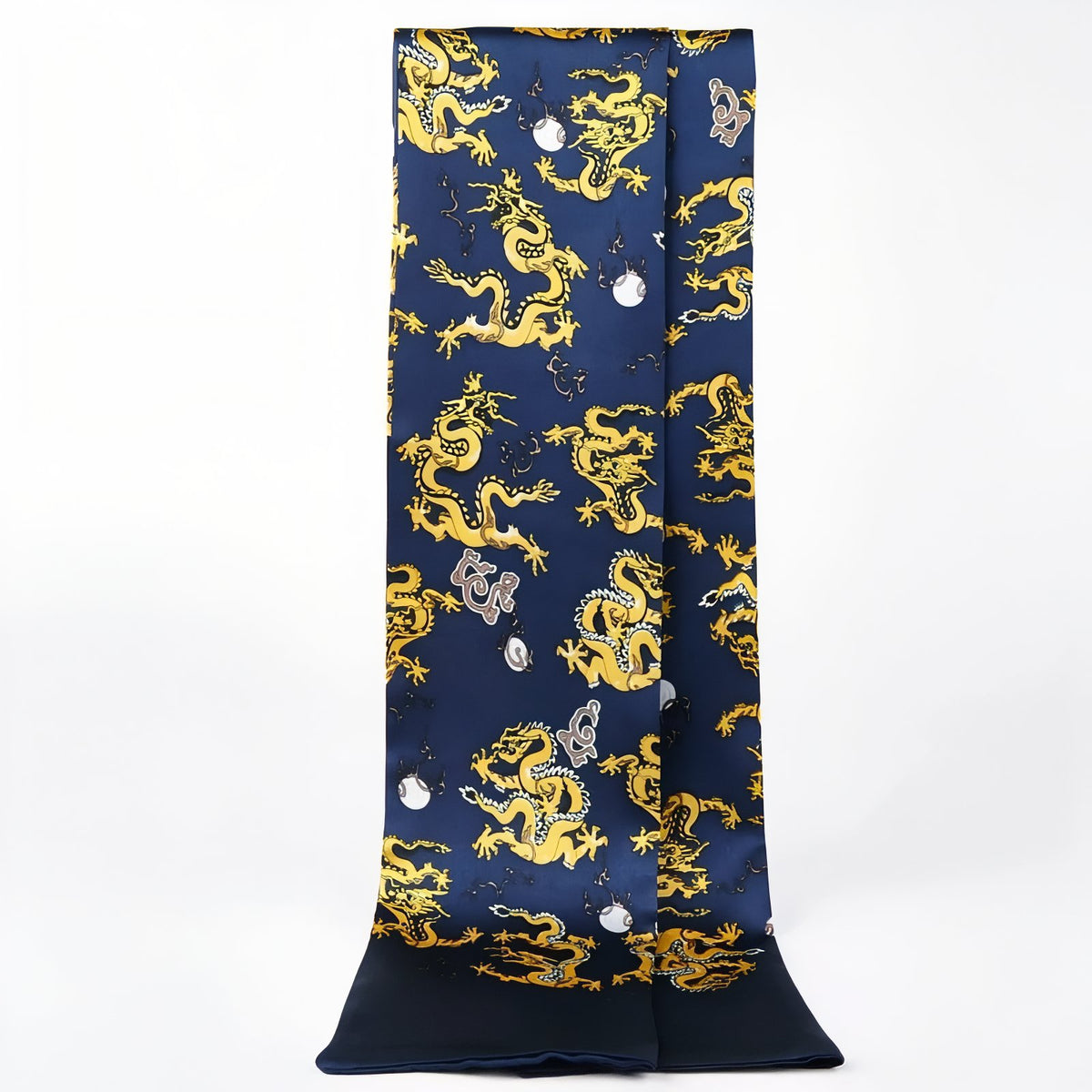 Echarpe Soie Vintage Homme - Bleu Nuit et Jaune