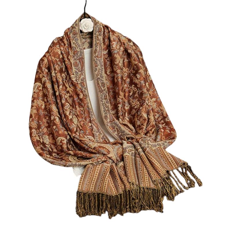 Foulard Indien Femme Marron et Beige 