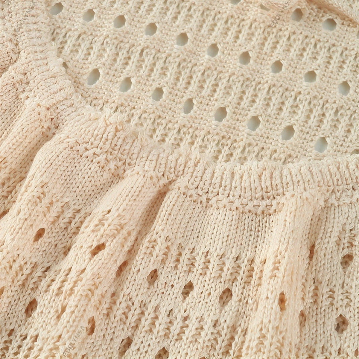 Robe Crochet Colorée à Dos Nu gros plan texture tricotée - Beige - Rose - Bleu - Marron - Jaune - Blanc