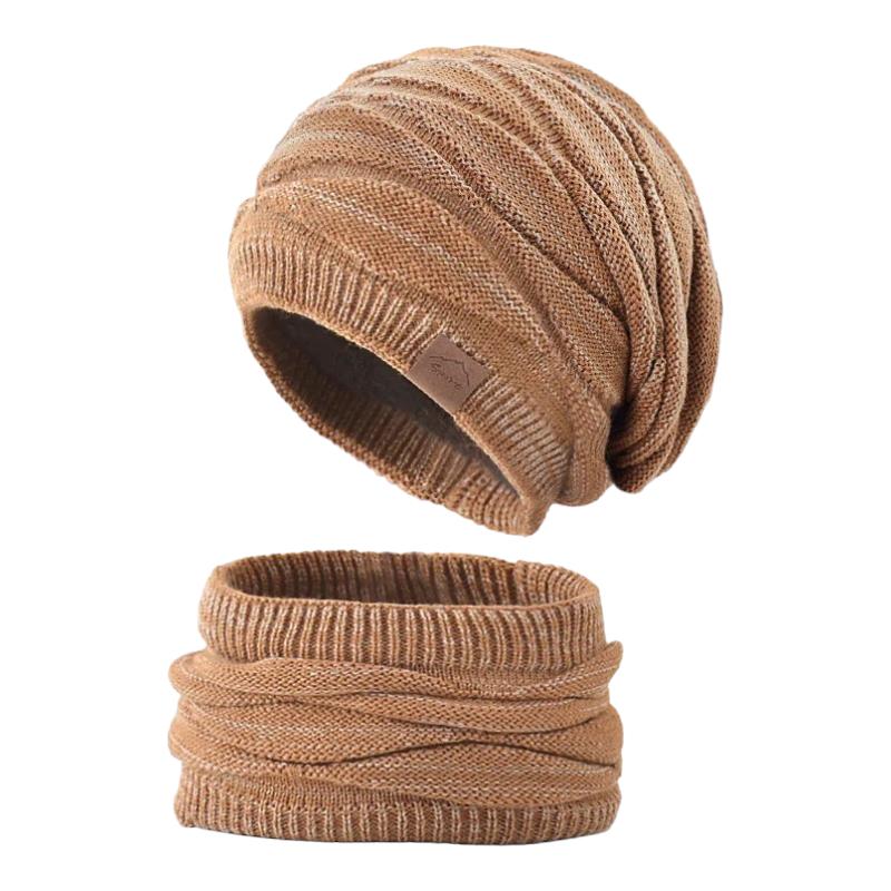 Ensemble Snood Bonnet Homme Camel 56-60cm