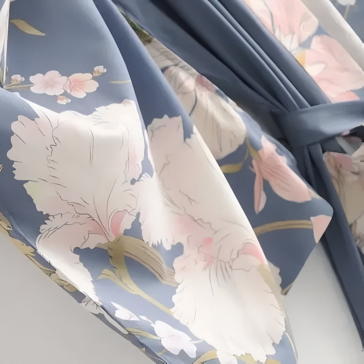 Kimono de Plage Imprimé Floral gros plan motif floral - Bleu
