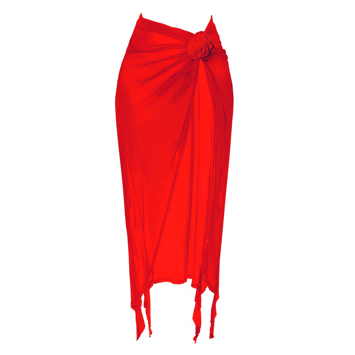 Sarong Long à Noeud et Couleur Unie - Rouge