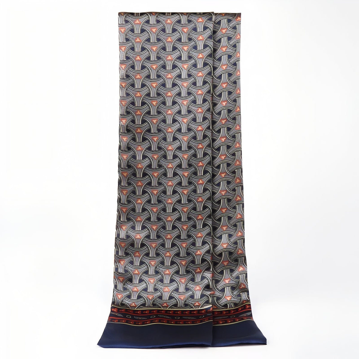 Echarpe Soie Vintage Homme - Bleu Marine et Rouge