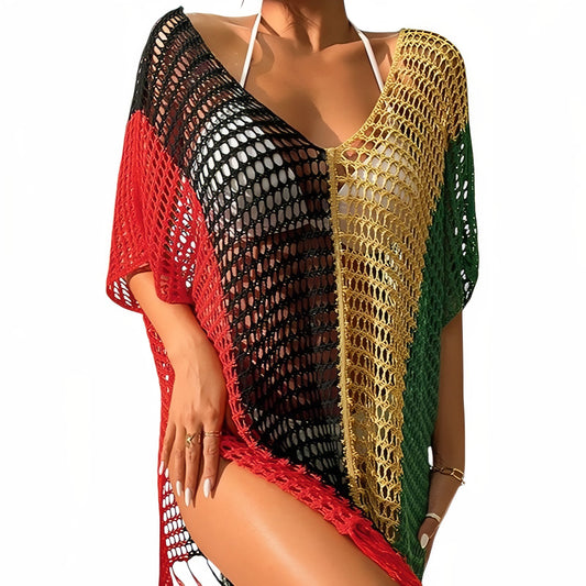 Robe Paréo en Maille - Noir et Vert - Unique