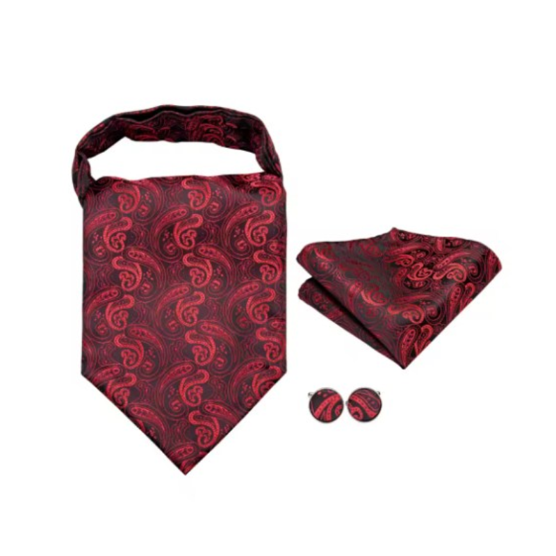 Foulard Ascot Homme en Soie Bordeaux
