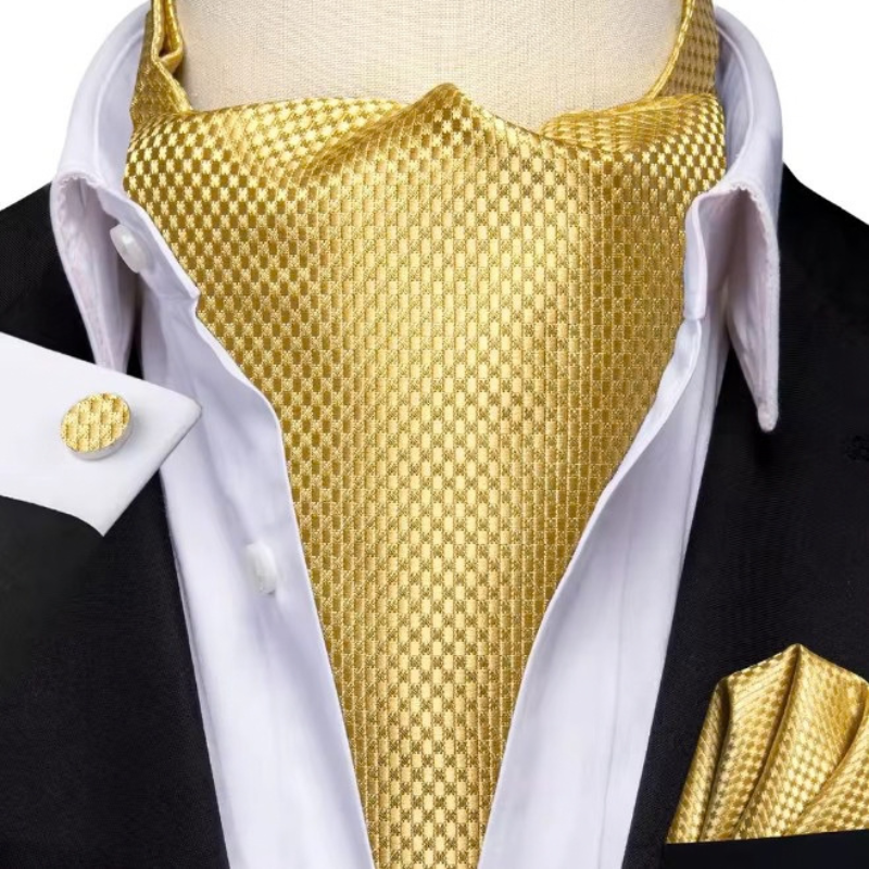 Foulard Ascot Homme en Soie Doré