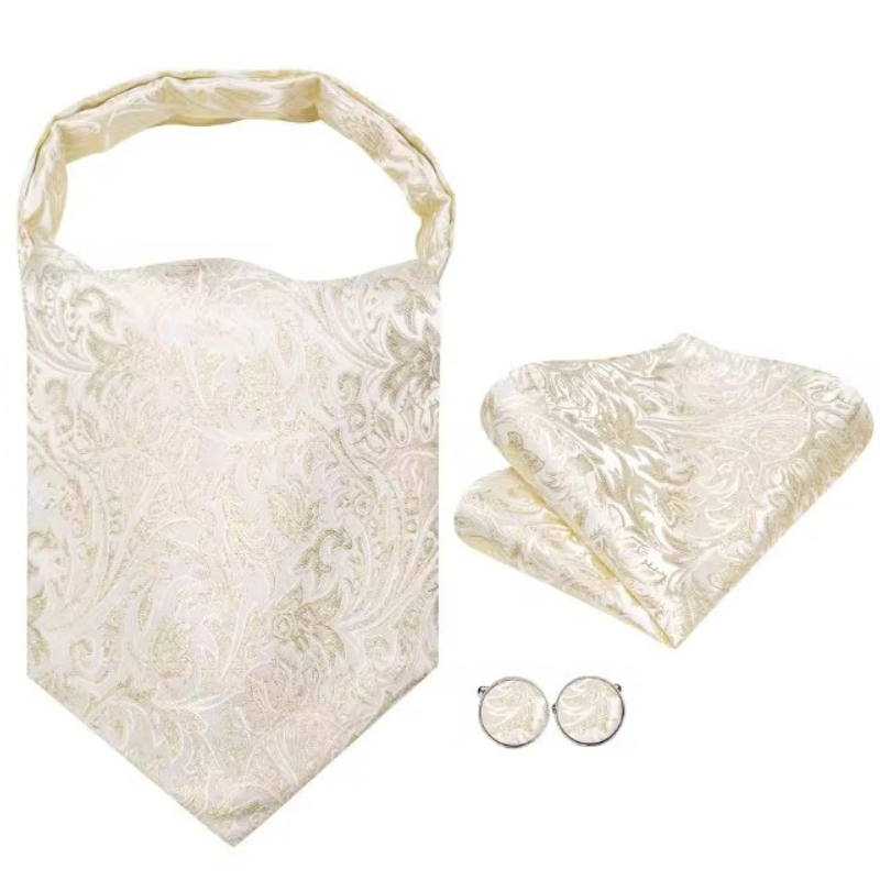 Foulard Cravate Homme en Soie Blanc Nacré