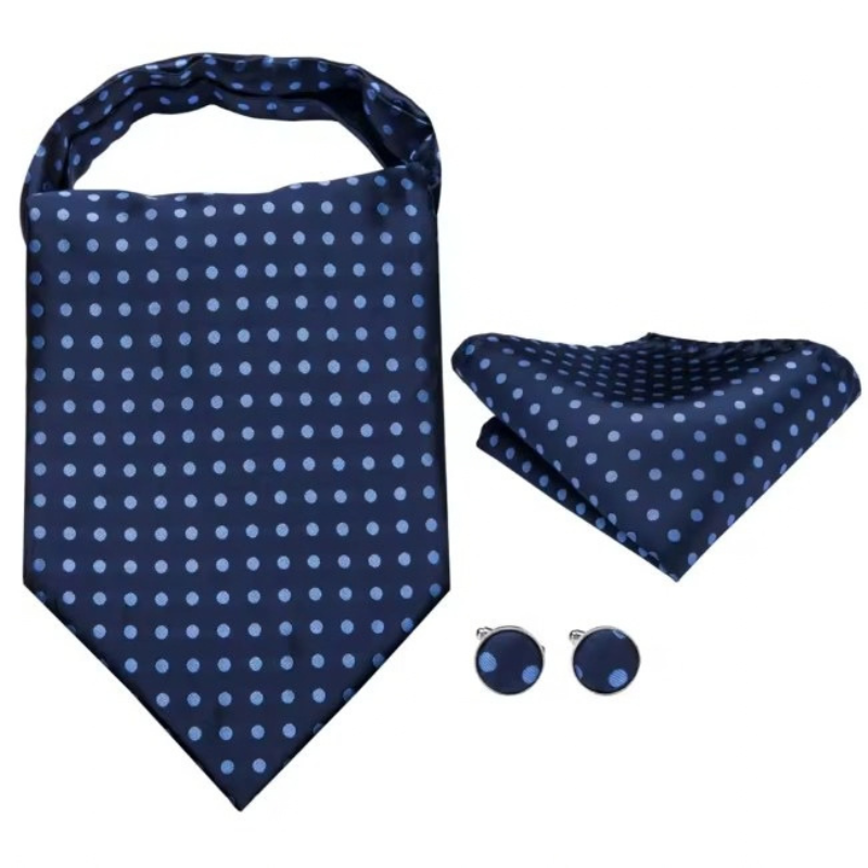 Foulard Cravate Homme en Soie Bleu à Pois