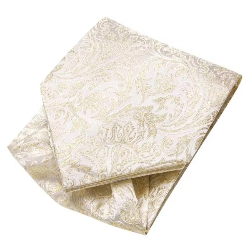 Foulard Cravate Homme en Soie ivoire à plat avec pochette