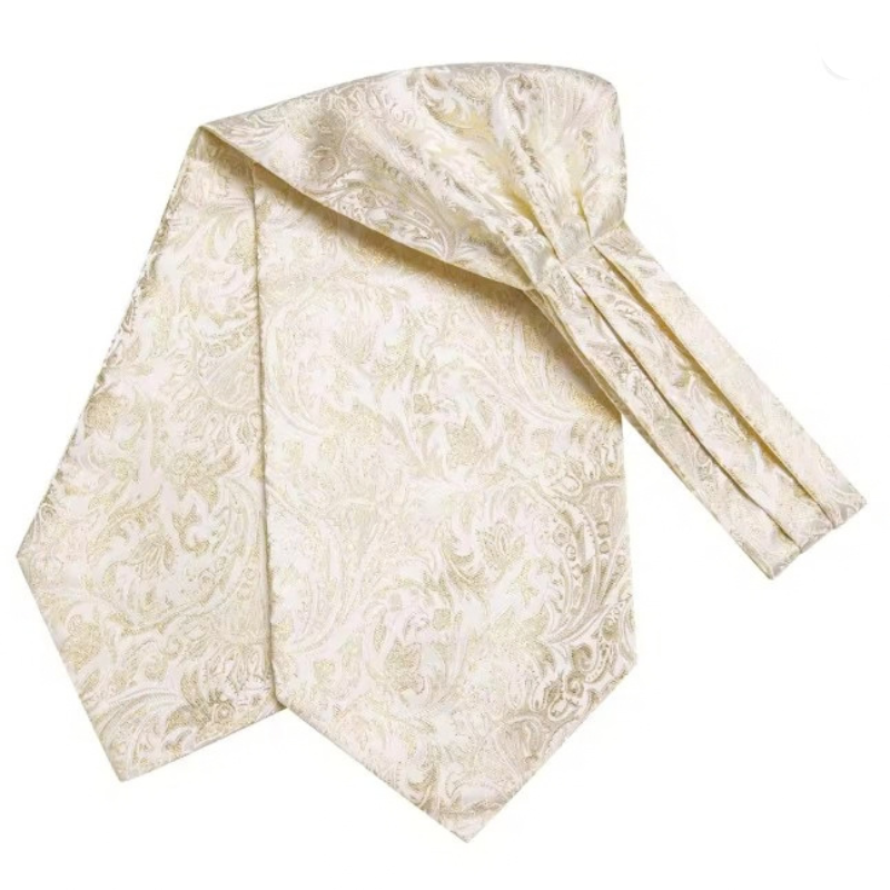 Foulard Cravate Homme en Soie ivoire plié