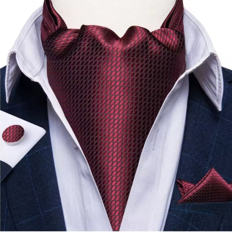 Foulard cravate de mariage bordeaux à pois