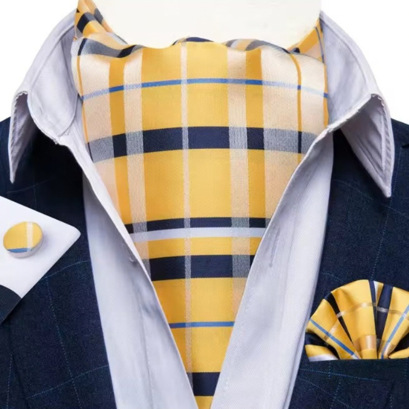 Foulard cravate de mariage jaune à carreaux
