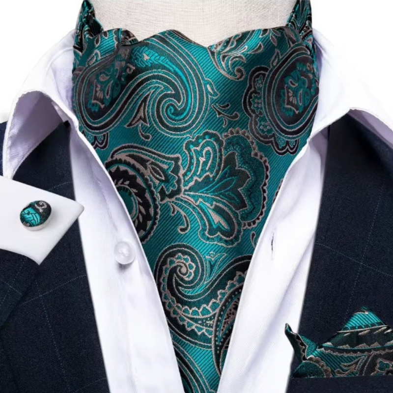 Foulard cravate de mariage vert émeraude à motif paisley