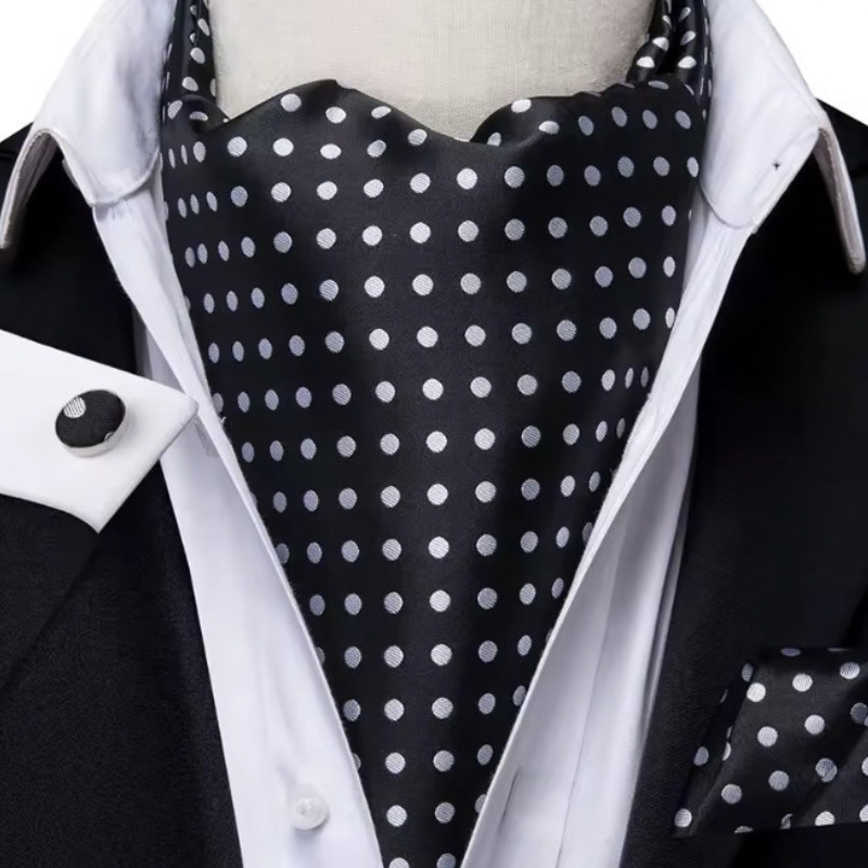 Foulard Cravate en Soie - Noir et Argenté