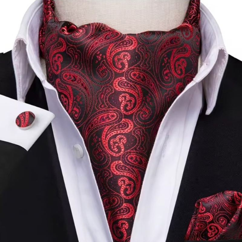 Foulard Cravate en Soie - Rouge et Noir